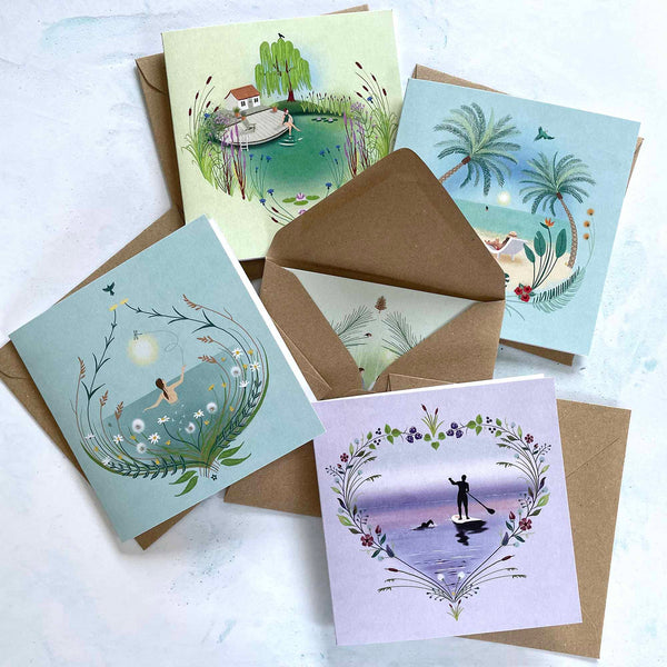 Set of 5 notecards for wild swimmers