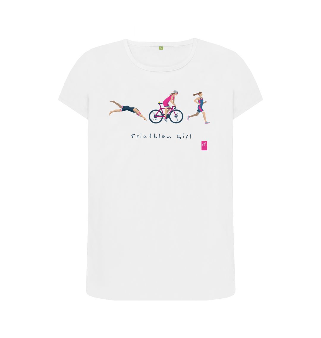 White Triathlon Girl t-shirt \u2013 women's fit