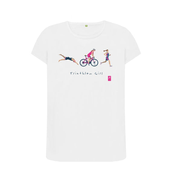 White Triathlon Girl t-shirt \u2013 women's fit