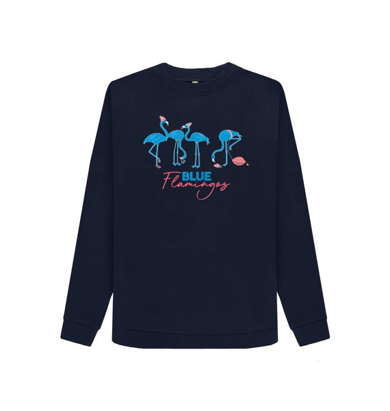 Navy Blue Blue Flamingos sweatshirt - women's fit